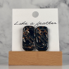 stud earrings shaped like rectangle, in midnight blue, golde