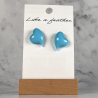 Boucles d'oreilles puces en forme de coeur, de couleur bleue