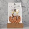 dangling earrings shaped like hand fan, in salmon, golden co