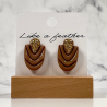 stud earrings shaped like half-oval with drop, in mokka, gol