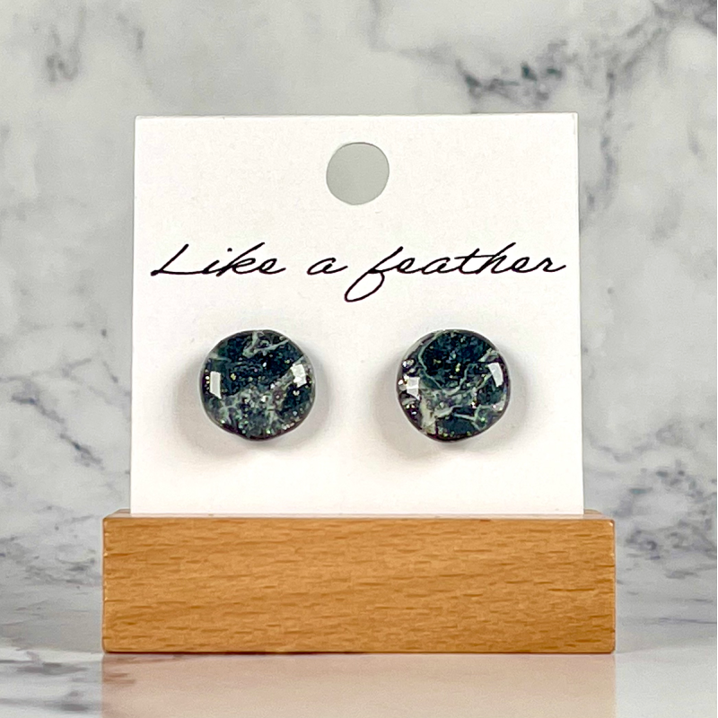 Boucles d'oreilles puces en forme de rond, de couleurs noire