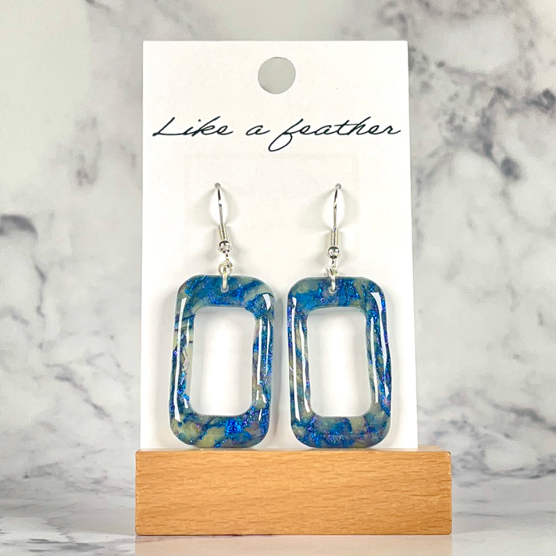 Boucles d'oreilles pendantes en forme de rectangle percé, de