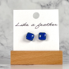 stud earrings shaped like square, in blue, transparent color