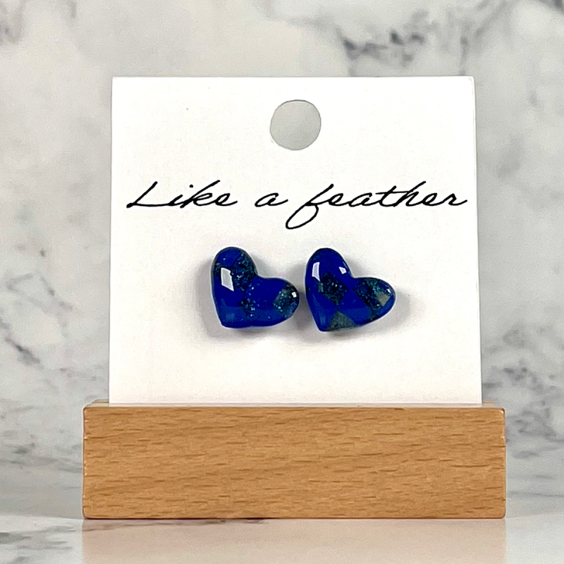 Boucles d'oreilles puces en forme de coeur, de couleurs bleu