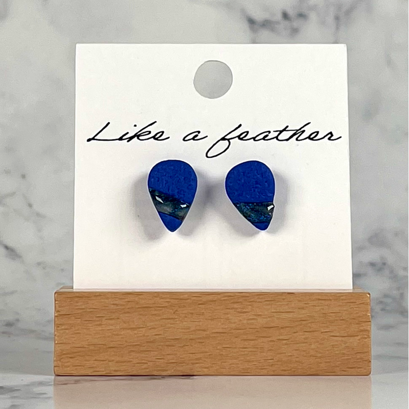 Boucles d'oreilles puces en forme de goutte, de couleurs ble