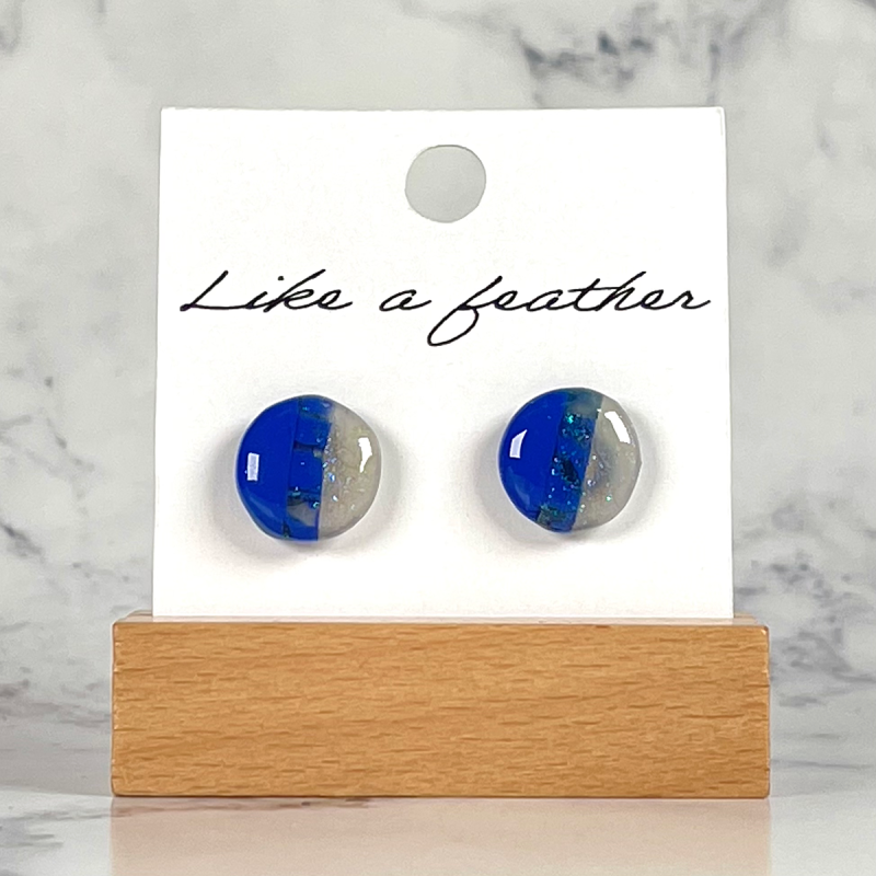 Boucles d'oreilles puces en forme de rond, de couleurs blanc
