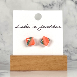 stud earrings shaped like square, in rose, sky blue, neon pi