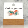 Boucles d'oreilles puces en forme de coeur, de couleurs rose