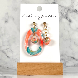 dangling earrings shaped like pierced oval, in rose, blue, w