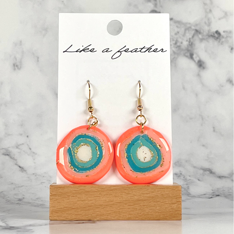 Boucles d'oreilles pendantes en forme de rond, de couleurs r