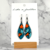 dangling earrings shaped like drop, in turquoise, blue, oran
