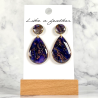 dangling earrings shaped like drop, in purple, transparent,