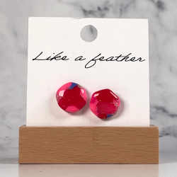 Boucles d'oreilles puces en forme d'hexagone, de couleurs ro