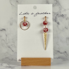 Boucles d'oreilles pendantes, de couleurs dorée, bordeaux, b