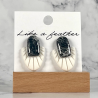 stud earrings shaped like two opposing half-ovals, in white,