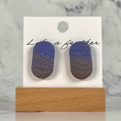 stud earrings shaped like oval, in purple, brown colors.