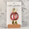 dangling earrings shaped like oval, in rose, brown, golden c