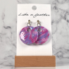 dangling earrings shaped like circle, in purple, fuchsia, ro