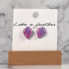 stud earrings shaped like inverted amphora, in fuchsia, purp