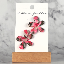 stud earrings shaped like flower, in rose, neon pink, khaki