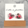 stud earrings shaped like heart, in rose, khaki, silver colo