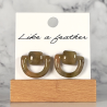 stud earrings shaped like half-circle door knocker, in khaki