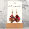 dangling earrings shaped like rhombus, in coral, chocolate,