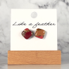 Boucles d'oreilles puces en forme de carré, de couleurs mokk