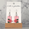 dangling earrings shaped like trapezoid, in pastel rose, red
