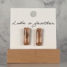stud earrings shaped like rectangle, in mokka, brown, beige