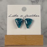 stud earrings shaped like triangle, in blue, turquoise color