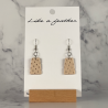 dangling earrings shaped like trapezoid, in cream color.