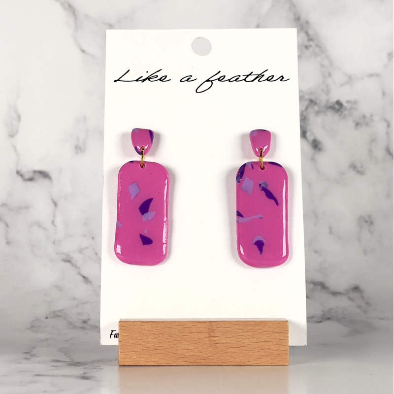 Boucles d'oreilles pendantes en forme de rectangle, de coule