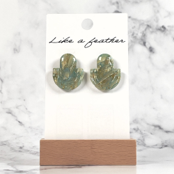 stud earrings shaped like half-circle door knocker, in turqu