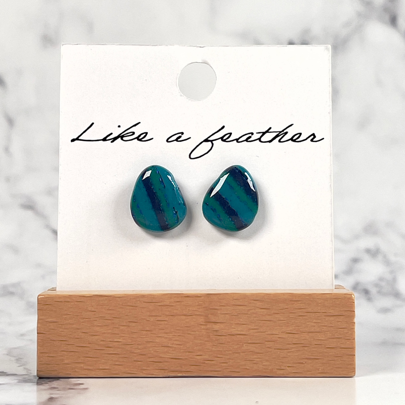 Boucles d'oreilles puces en forme de goutte, de couleurs ble