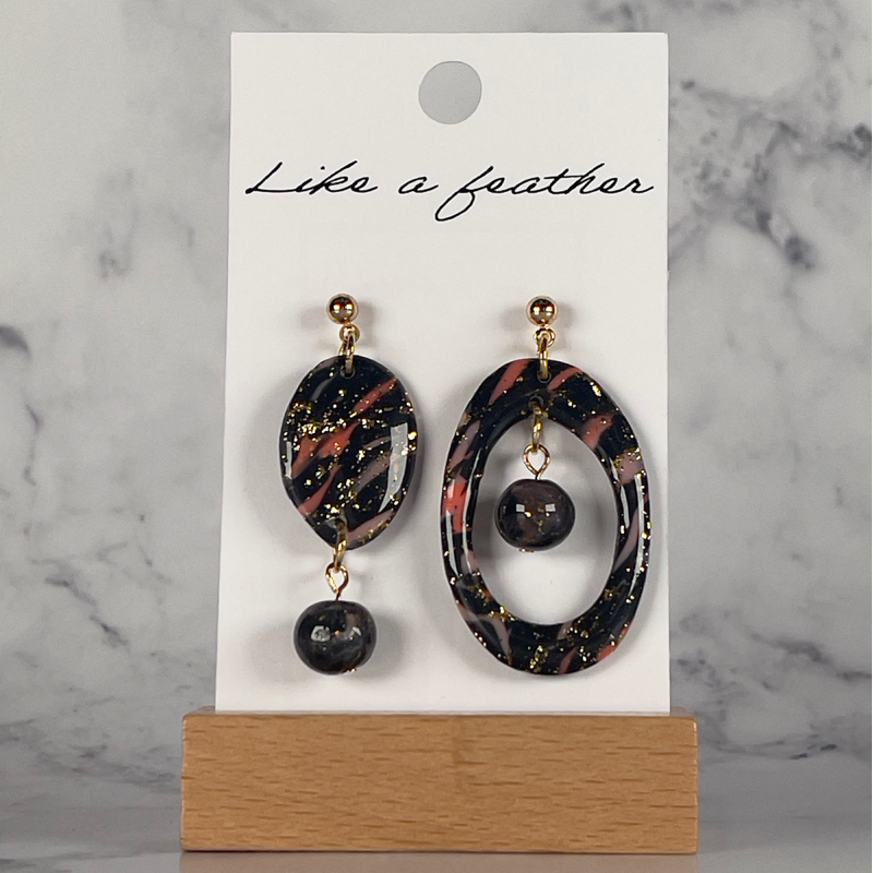 Boucles d'oreilles pendantes en forme d'ovale, de couleurs n