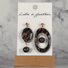 dangling earrings shaped like oval, in black, rose, golden c