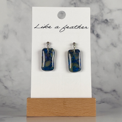 dangling earrings shaped like rectangle, in blue, purple, of