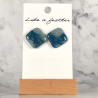Boucles d'oreilles puces en forme de carré, de couleur Bleu.