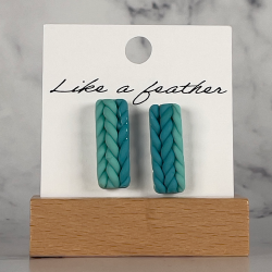 stud earrings shaped like rectangle, in turquoise, seafoam g